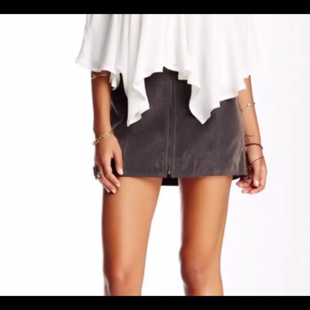 Free People dark grey faux suede skirt